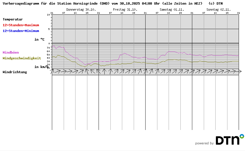 Vorhersagediagramm Hornisgrinde (DWD)